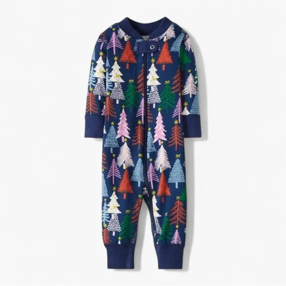 Hanna Andersson Baby Zip Sleeper 12-18M Twinkly Trees Organic Cotton Pajamas
